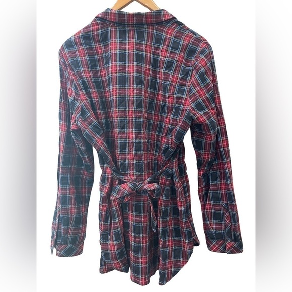 J Jill plaid button down shirt. Size Medium. Long too with a waist tie. - Picture 2 of 3